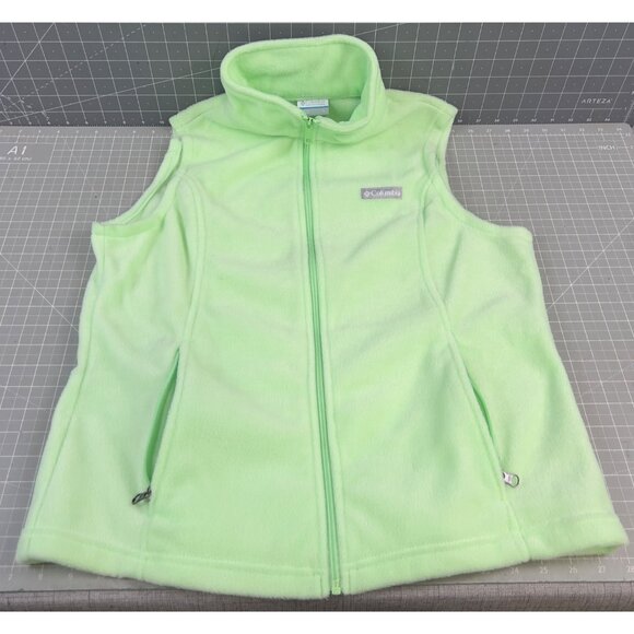 Columbia Women’s Light Green Fleece Vest Size L Full-Zip Sleeveless Jacket nwot - Picture 1 of 7